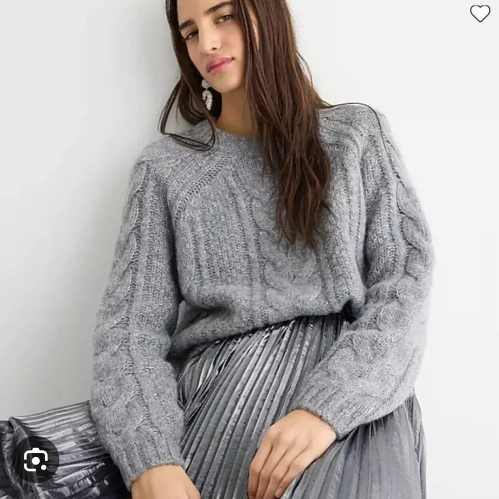 J Crew metallic cable knit sweater